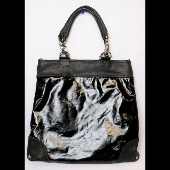 Fergie for Kipling Black Vinyl Tote/Attached Purse - Picture 2 of 9